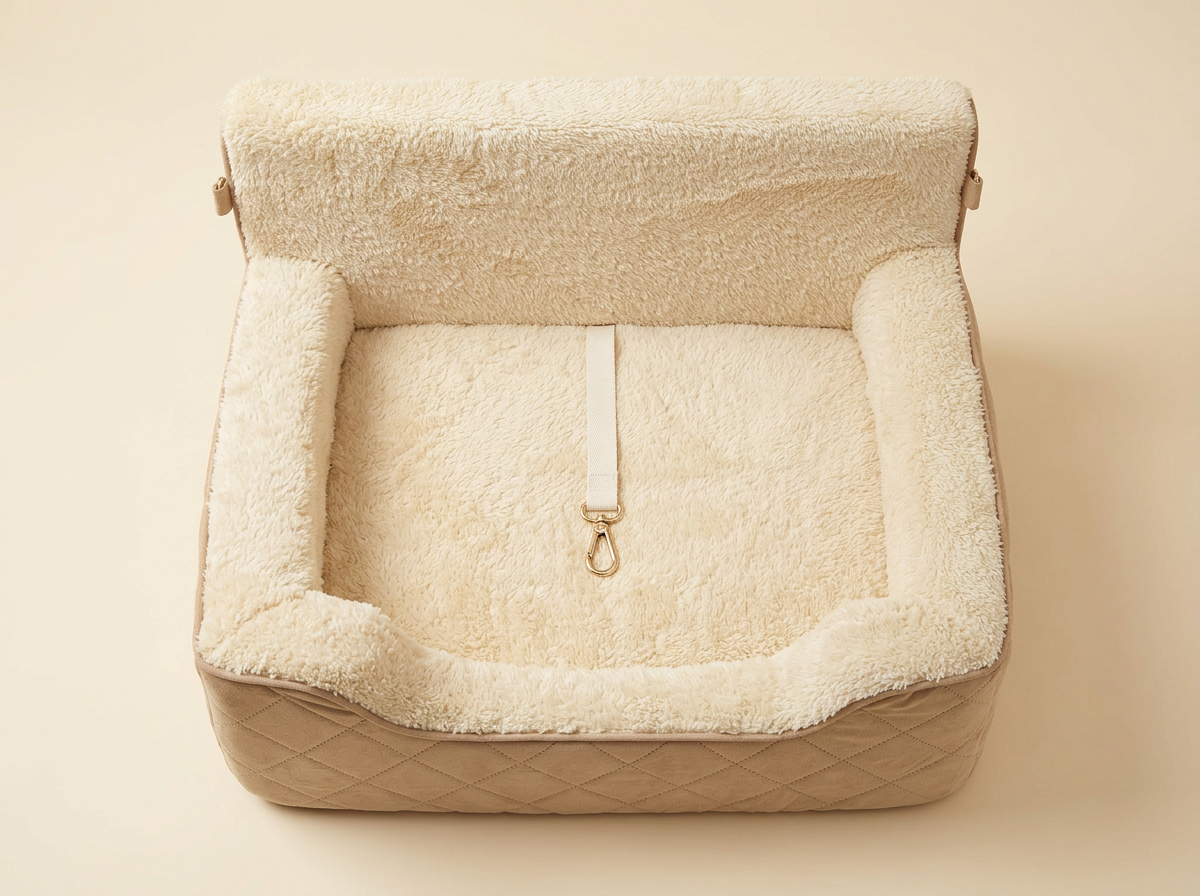 Koki Co-Pilot Seat — top view showing sherpa interior and safety tether